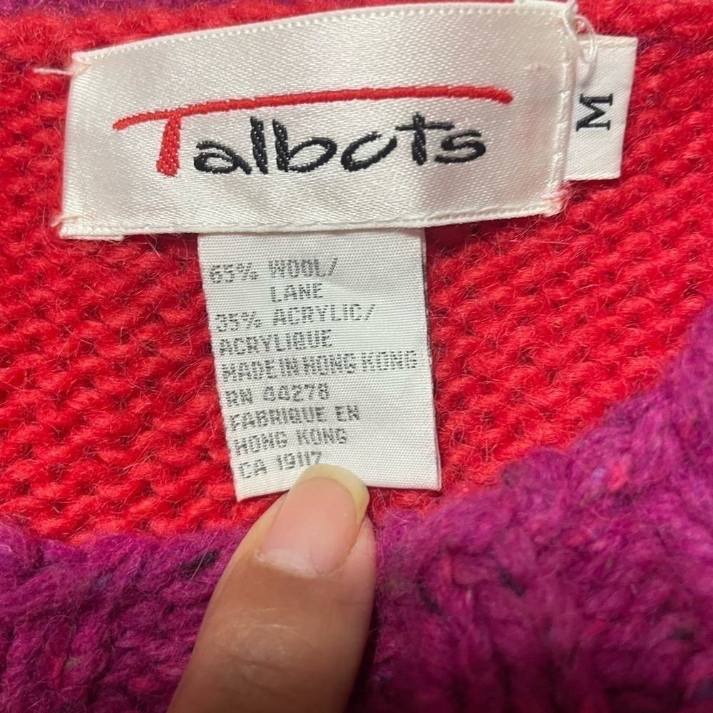Vintage TALBOT'S Wool Sweater Women's Medium Colorful Pullover Retro - Picture 9 of 10